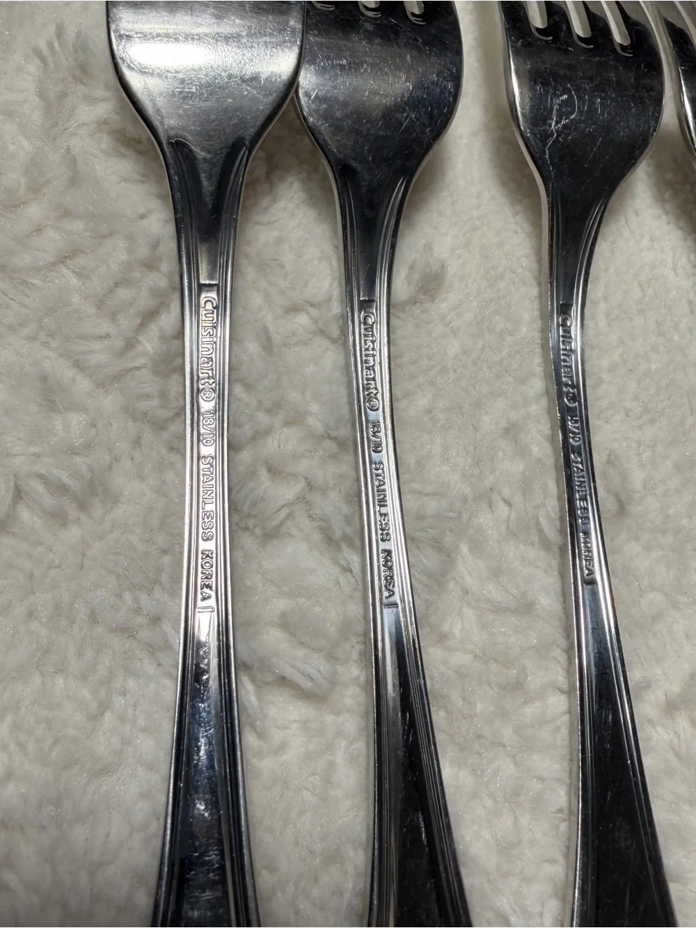 5 Salad Forks Cuisinart Mansfield 18/10 Stainless Glossy Fork Set Korea Vintage